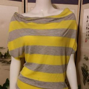 Gray & yellow striped top